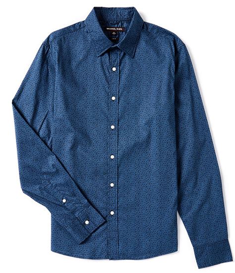 michael michael kors slim-fit denim-look shirt|michael kors men's stretch shirt.